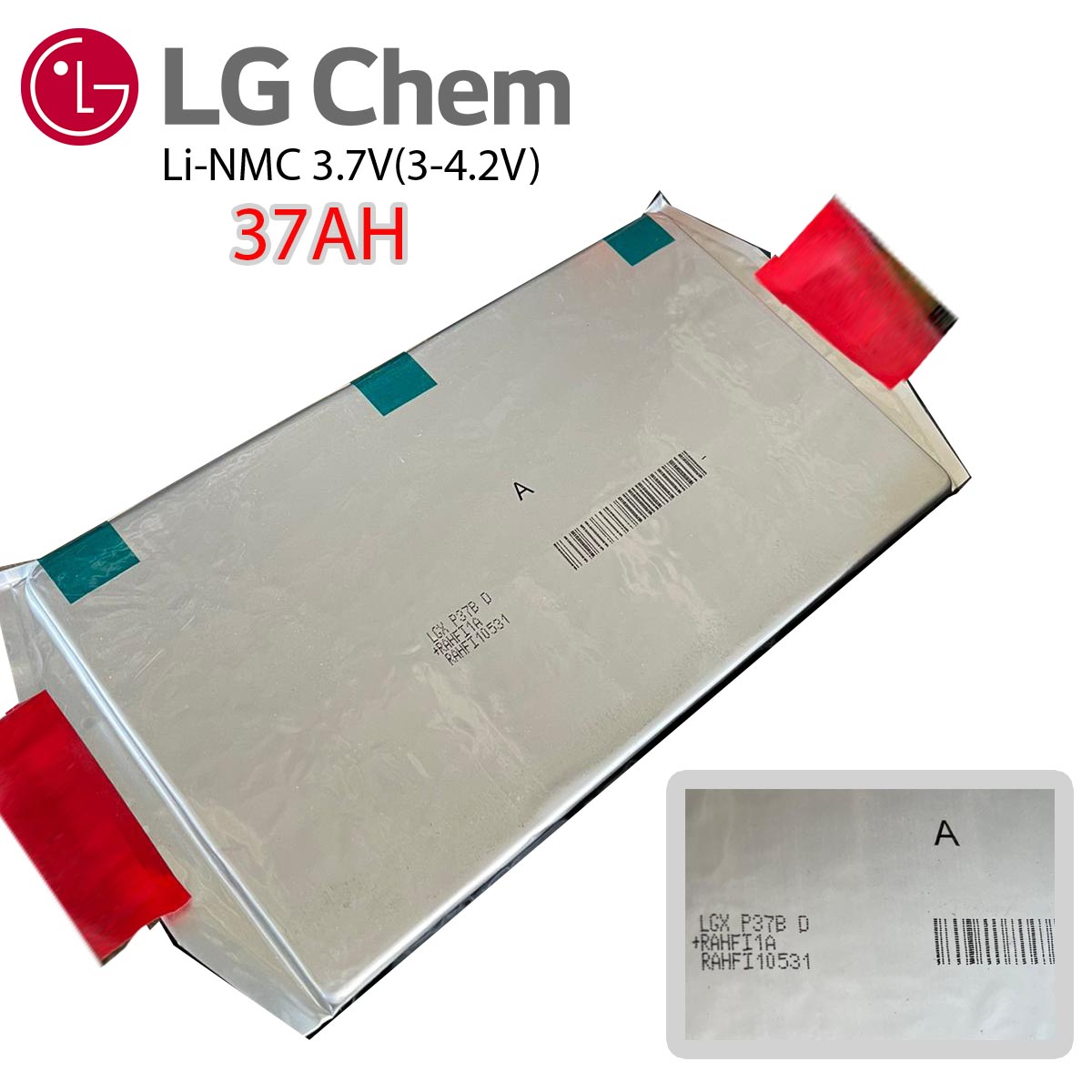 Аккумуляторный елемент LG-Chem LGX-e37 химия NMC 3.6v (пакет) емкость 37А/Ч разряд 3-5c 2000 циклов 630грам