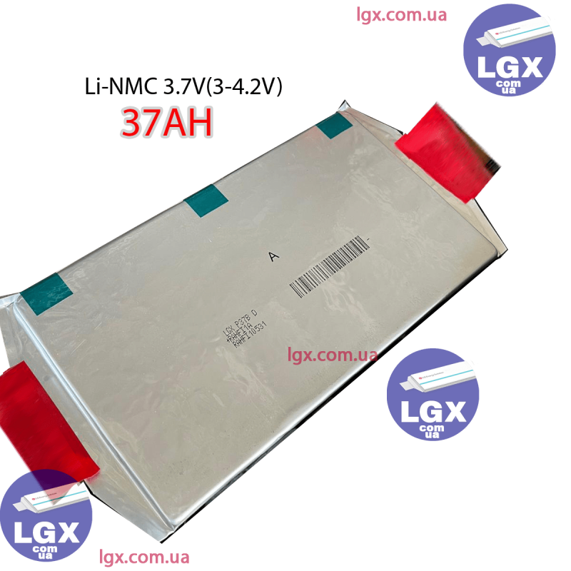 Аккумуляторный елемент LGX-e37 химия NMC 3.6v (пакет) емкость 37А/Ч разряд 3-5c 2000 циклов 630грам