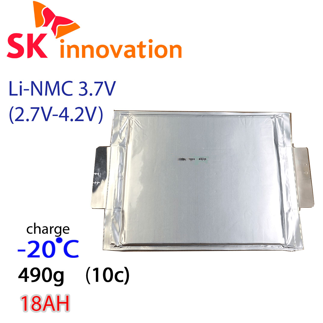 Аккумуляторный елемент SK Innovation SK 18AH химия NMC 3.7v (пакет) емкость 18А/Ч разряд 5-10c 1000 циклов 490грам